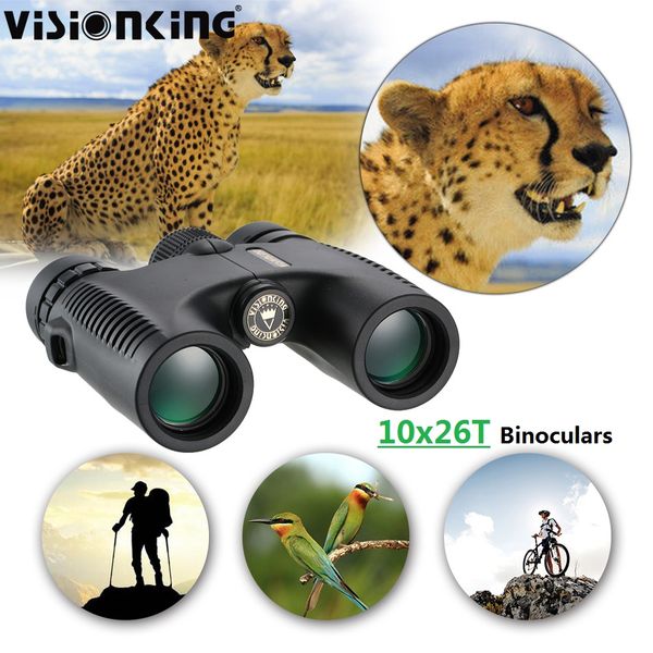 Visonking Large View 10x26 Binoculars Professional Bak4 Spyglass Outdoor Long Range Birdwatching Camping Traveling Roof Guide HD Portable Lightweight Telescope