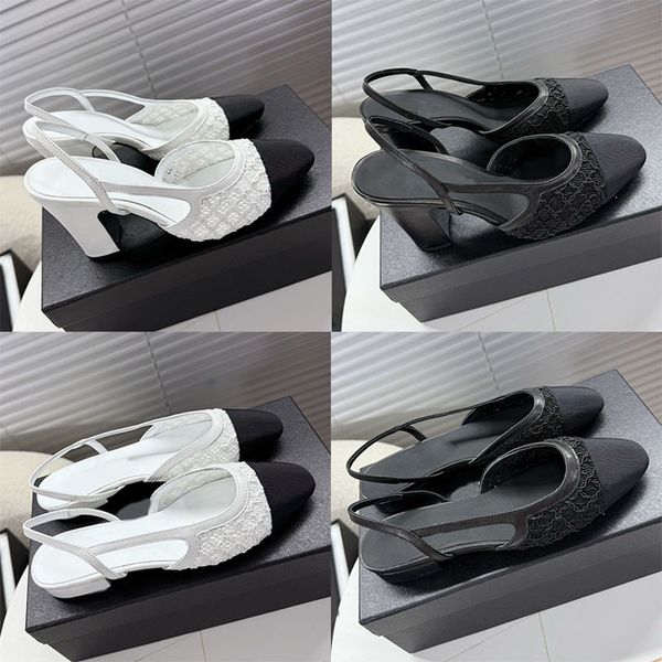 Womens Sophisticated Weaving Process Pumps Comfortable Goatskin Inner Footrest Side Empty Sandals Non Slip Genuine Leather Outsole Slingbacks