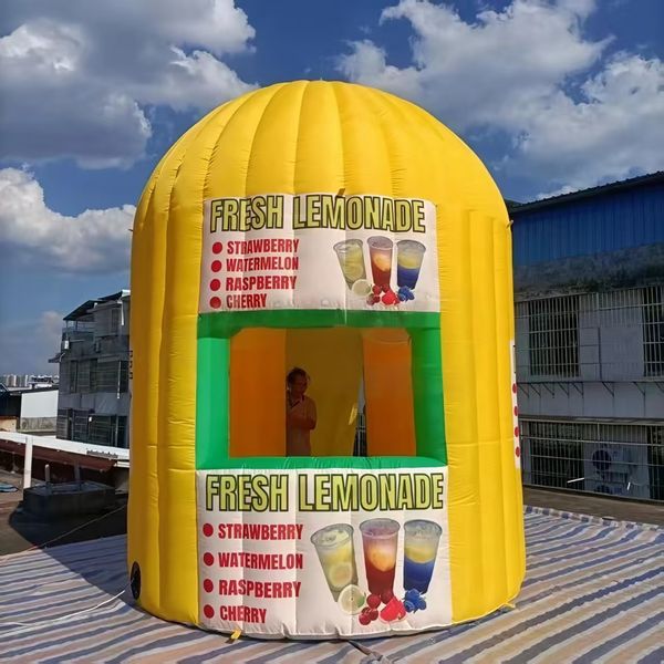 Portable inflatable lemon water booth/vertical inflatable vending booth booth/beverage lenmon booth tent supplier for lemon beverage tent promotion