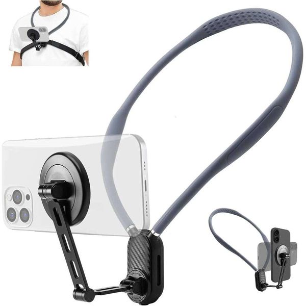 Magnetic Mount, Adjustable Chest Strap Neck Holder for Recording, Hands Free POV/Vlog Phone Video Filming