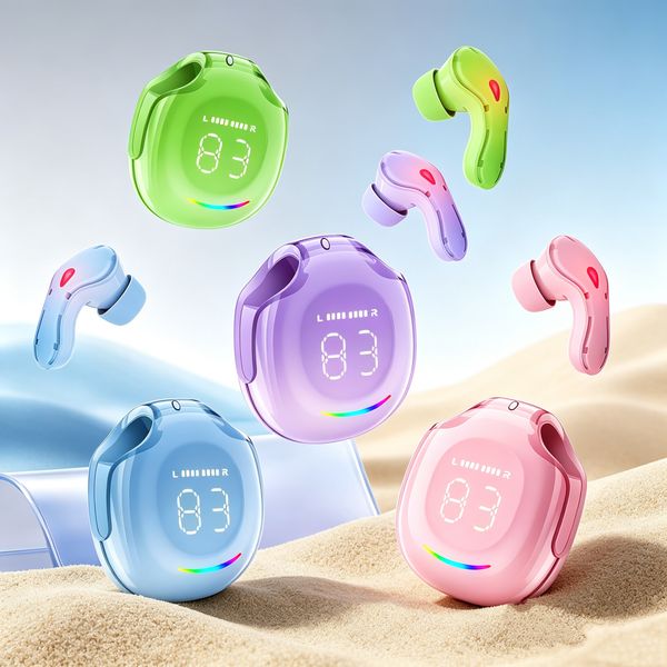 Stylish, High-Fidelity Wireless Bluetooth Earphones Featuring a Transparent Digital Display, Ultra-Long Battery Life, and In-Ear Design.