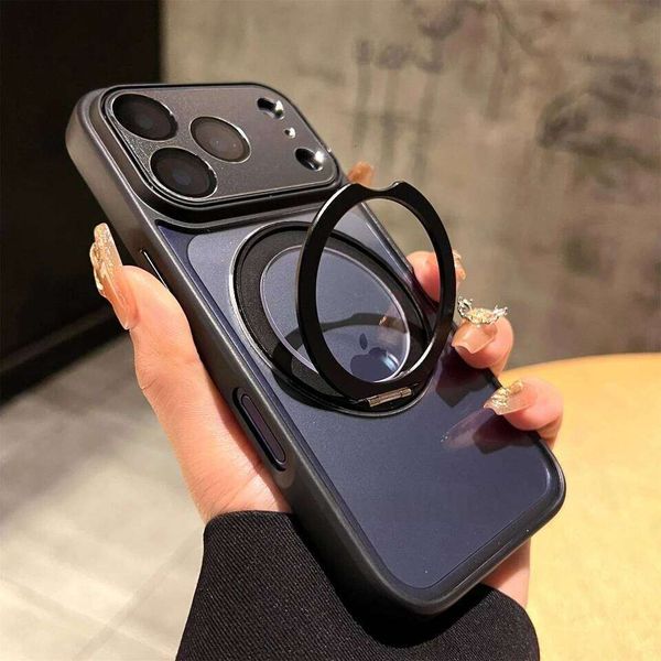 Clear Magnetic Wireless Charge Case For iPhone 17 Air 16 15 14 13 12 Pro Max Plus 360 Stand Holder Armor Cover 26L0505
