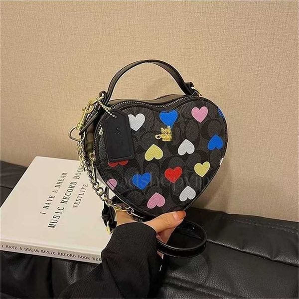 Luxurys Brand Bags Fashion Love Printed Heart-Shaped Shoulder Bag Designer Purs…