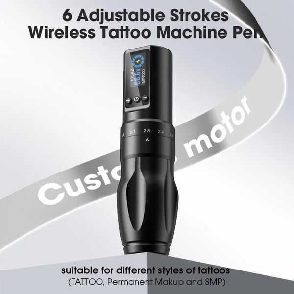 EZ Wireless Cartridge Tattoo Machine Battery Pen 6 Adjustable Strokes 20mm-40mm Tattoo Gun for Cartridge Tattoo Needles 260424
