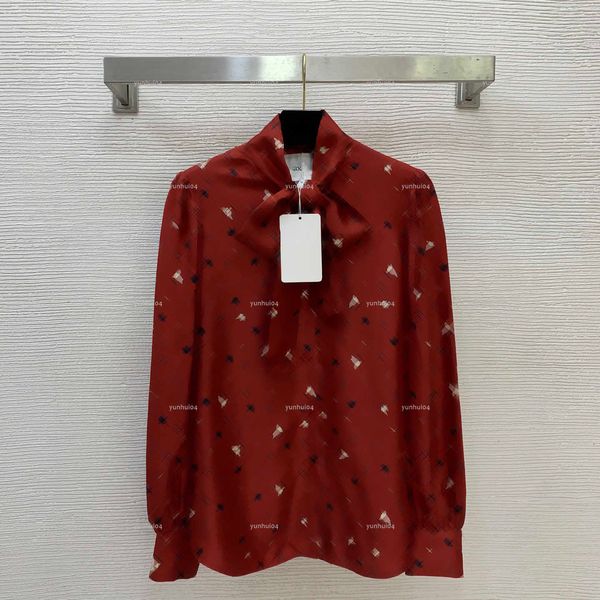 Popular Print women shirt Summer lady coat women designer clothes blouse with bow tie collar A1177X03N151