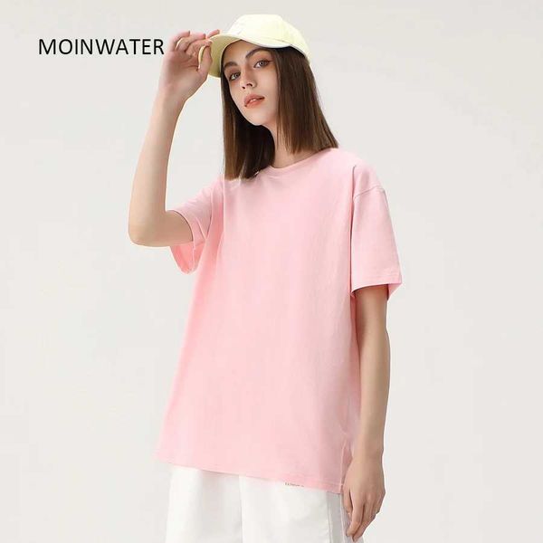 WAVLATII New Women Solid Cotton T shirts Female Dark Grn Oversized Casual Soft Ts Unisex Short Slve Summer Tops