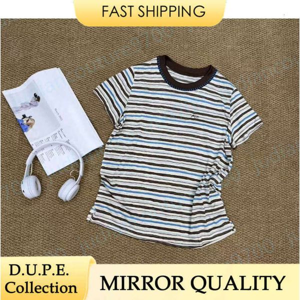 Summer Tops designer clothes women Embroidered Letter Brand Logo Striped Short Sleeve T Shirt Crew Neck Premium Cotton Soft Tee Casual Loose Fit clothes