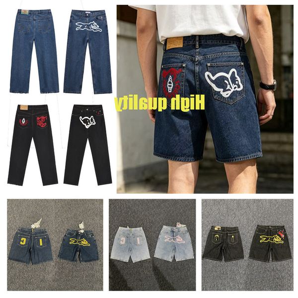 2026 Designer Mens Baggy Jeans Flying Dog Pattern Print Denim Shorts High Street Hip Hop Vintage Washed Jeans Women 47