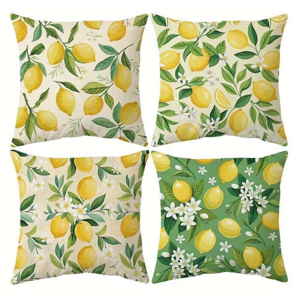 Refreshing Lemon - Floral Delight Pillow Case CoversLiving sofa cushion cover, soft and comfortable, bedroom room decoration 26W0506