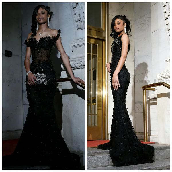 Bespoke Black Prom Dresses 2026 Luxury South African Matric Dance Dress Crystal Long Mermaid Evening Party Gowns