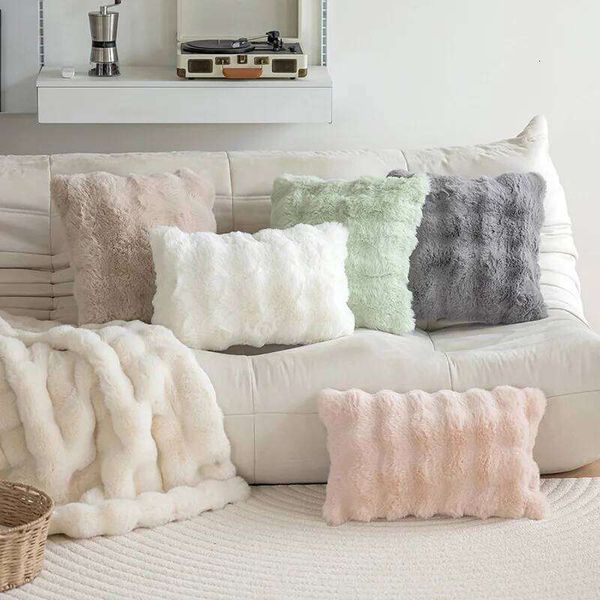 Bubble Velvet Autumn and Winter Solid Color Plush Living Room Sofa Study Bedroom Soft Comfortable Cushion Coreless Pillowcase 26W0506