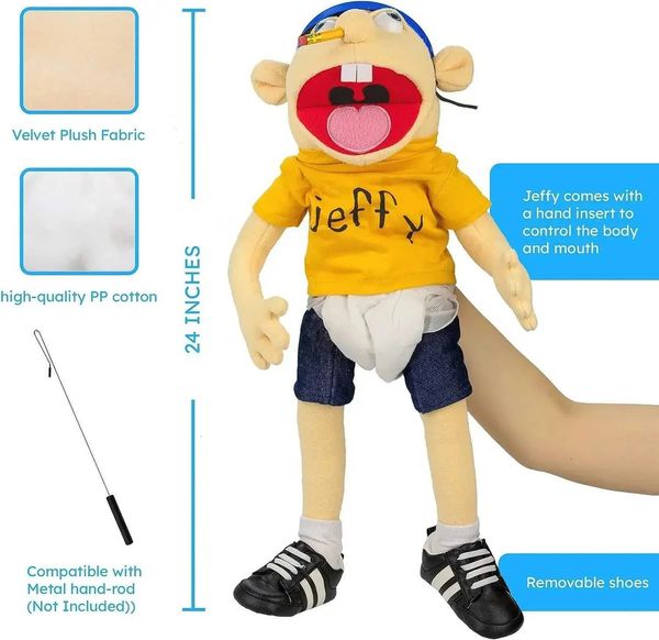 2026 Game And Toy Hand Children Soft Favors Puppet Kids Gift Cartoon Jeffy Boy Talk Show Party Props Christmas Doll stuff animal Plush Toys Free Shipping