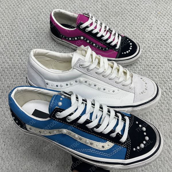 Designer Shoes Pearl Men Canvas Shoes Women Pearlized Trainers Vintage Sports L…