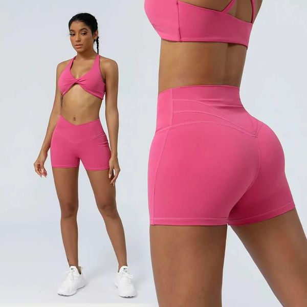 DHgate 2026 workout set Gym Clothe Set Cross Waist Yoga Shorts V Cut Pilates Gym Fitness Sport Crop Pants Tight Butt Lifting sold by DHgate