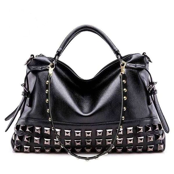 Hot Selling Luxury Pu Leather Handbags High Quality Ladies Big Shoulder Messenger Bags Female Rivet Tote Travel Bag Luxury Bags PIERRELOUES