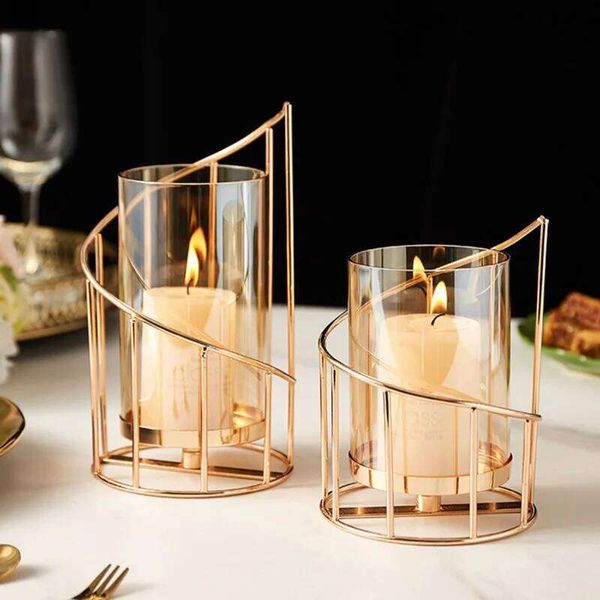 Metal Candle Holder Wedding Festival Home Decoration Bar Dinner Romantic Atmosphere Gold Candlestick 26W0507