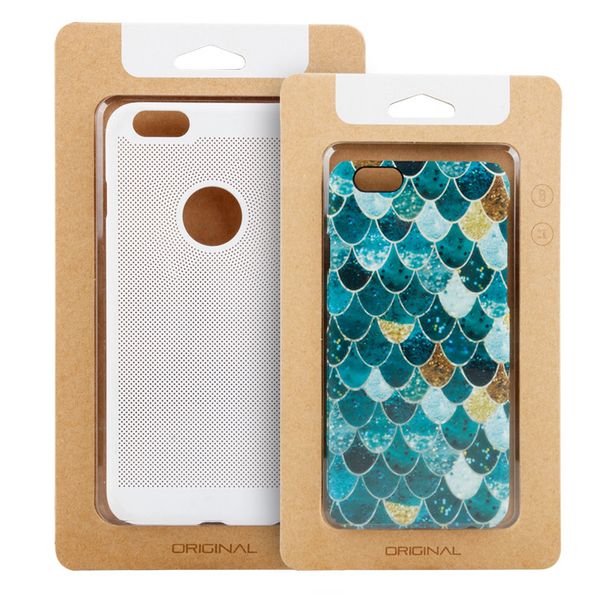 Kraft Paper Retail Packaging for iPhone14 15 16 17 Pro Max Plus Air Mobile Phone Slim Case for Samsung Phone Cover Universal Packing Box a9