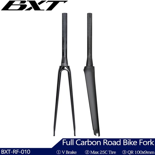 BXT Full Carbon Road Bike Fork,700C V Brake Fork, QR 100x9mm, Tapered Tube 39.8mm, fit BXT-045 Track frame