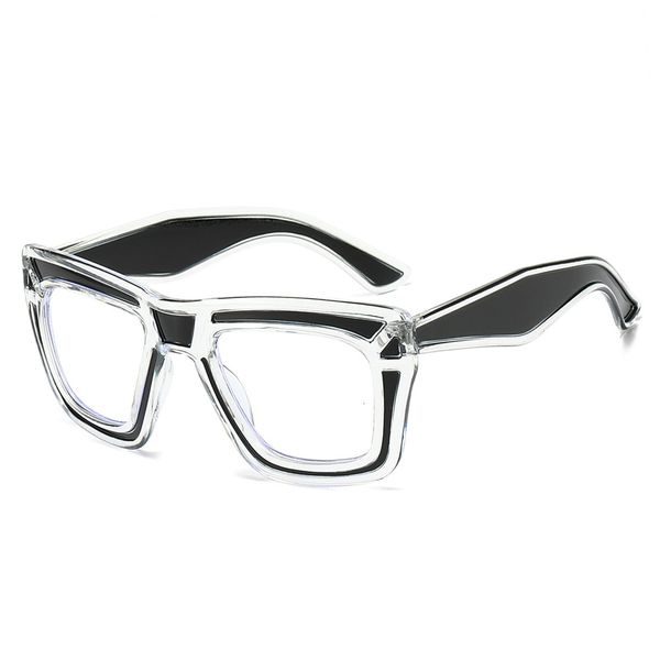 High Quality Fashionable unique color-blocked anti-blue light flat glasses, trendy eyeglass frames for men women in European and American markets