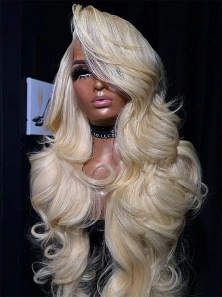 34 Inch 613 13x6 Lace Front Wig Human Hair Body Wave Blonde Lace Frontal Wigs for Women 200 Density Natural Hairline 260506BJ
