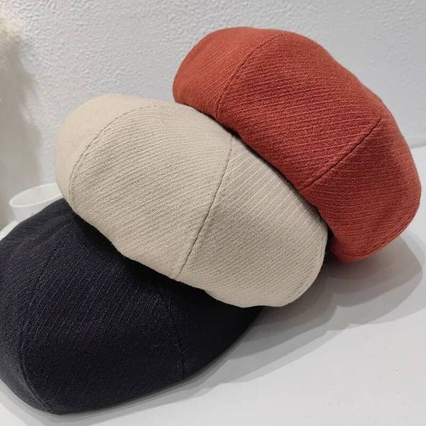 2025 Women's Autumn And Winter Simple Pumpkin Elegant Casual Beret Everything Fashion Painter Hat Adjustable Octagonal Cap