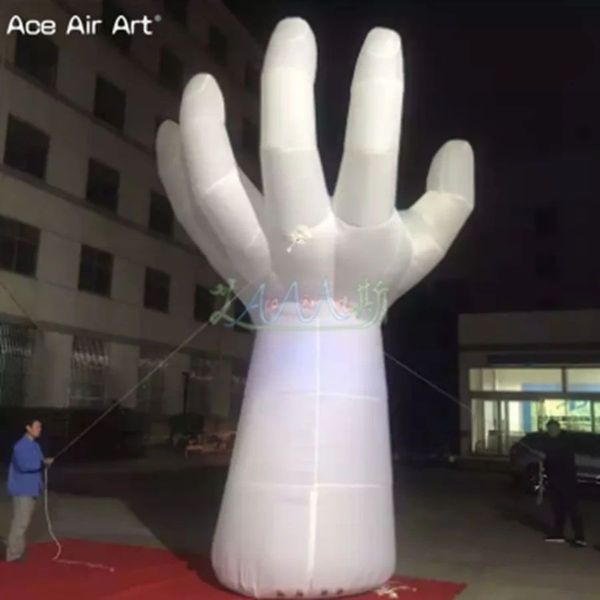 High Quality 10m 32.8ft high Inflatable White Hand Model with LED Lights For Outdoor Events Decorations