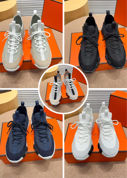 Designer Canvas Mesh Lace-up Sneakers