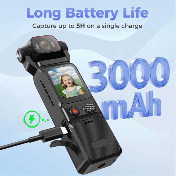 4K HD Portable Pocket WIFI Video Recorder With Gimbal Handheld Stabilizer Body Camera For Outdoor Sports