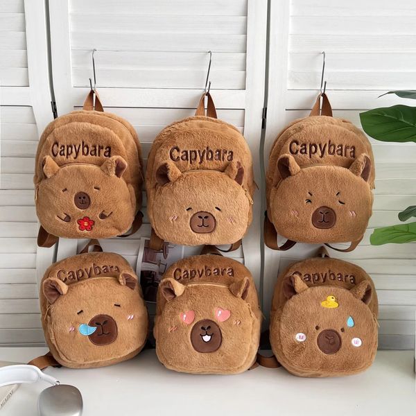 Plush Women Bag Gift For Girls Kids Capybara Doll Backpacks Portable Cartoon Animals Cute Backpack 260507