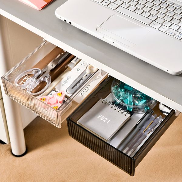 Hidden Under Desk Drawer Storage Plastic Undertableself Adh…
