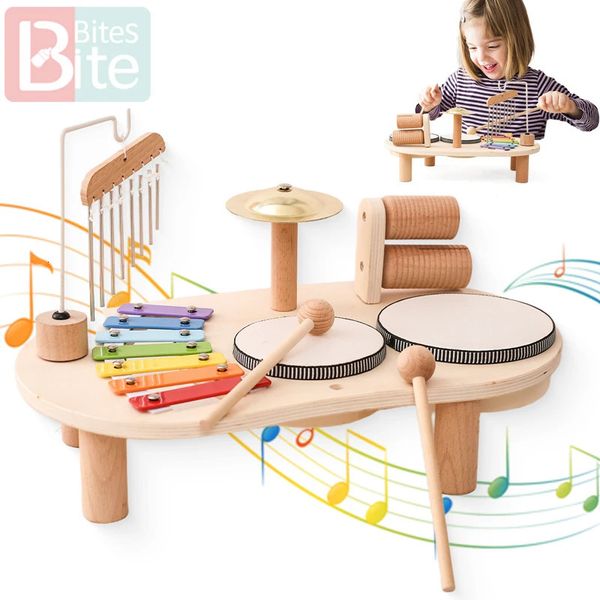 Baby Educational Toys Wooden Aeolian Bells Montessori Childrens Musical Toys Xylophone born Birthday Gifts Music Table Toys 260508CJBJ