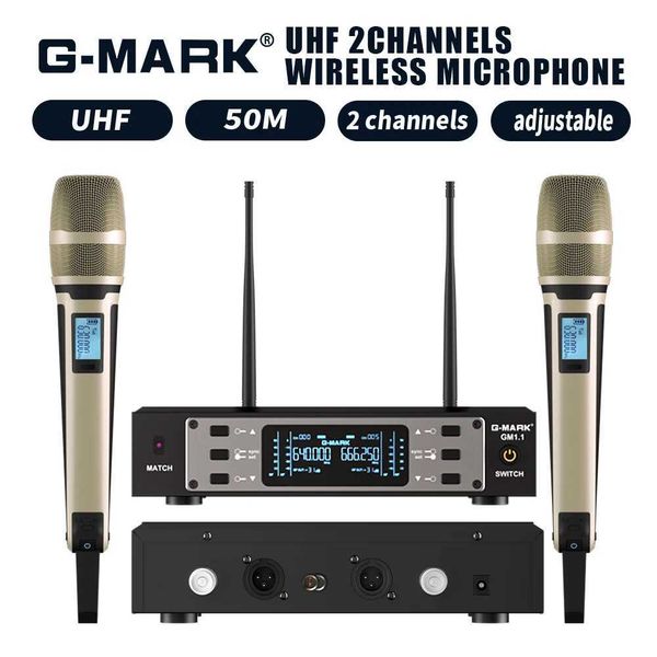 Wireless Microphone G-MARK GM11 Professional UHF Frequency Adjustable Metal Handheld Karaoke Mic For Party Show Teaching Weddin S260508