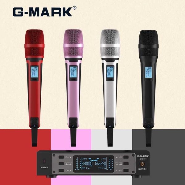 Wireless Microphone G-MARK GM11 Professional UHF Frequency Adjustable Metal Handheld Karaoke Mic For Party Show Teaching S260508