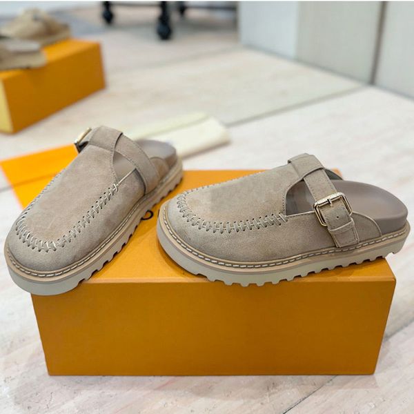 Colorado Closed Mule 1AK2NZ designer spring summer sandals women's new mule high quality suede calf leather fabric soft comfortable leather lining sandals