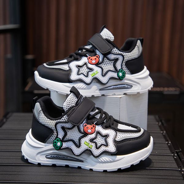 Kids Star Pattern Casual Sneakers, American Retro Style Running Jogging Shoes, Cute Star Design Breathable Athletic Trainers
