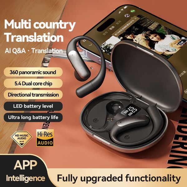 AI Smart Bluetooth Earbuds Wireless OWS Ear-Hook 144 Languages Mutual Translation Open-Ear Design