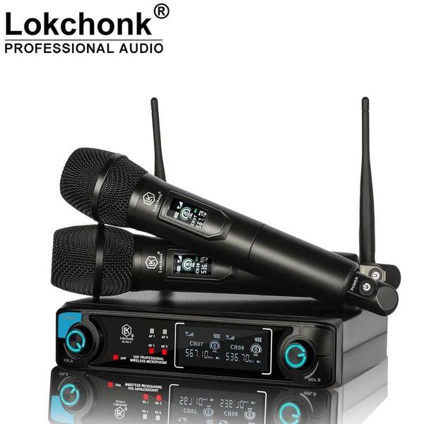Lokchonk GLXD-2 Pro Professional Dual Channel Wireless Microphone System with 2 Handheld Mics for Stage Karaoke Speech Teaching S260508
