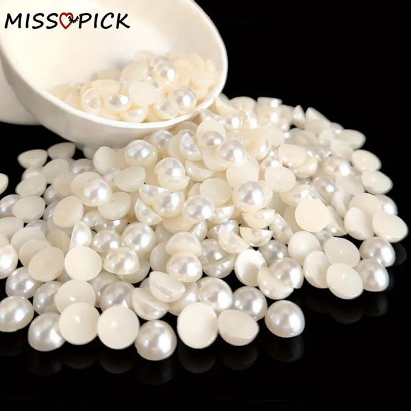 101000Pcs 1520mm 2D Flat White Beige Artificial Pearl Beads For Shoes Decoration Wedding Handicraft Diy Accessory 260509