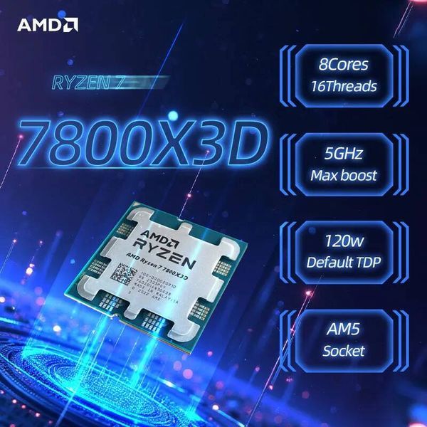 Amd Ryzen 7 7800X3D 42Ghz 8-Core 16-Thread Cpu Socket Am5 New