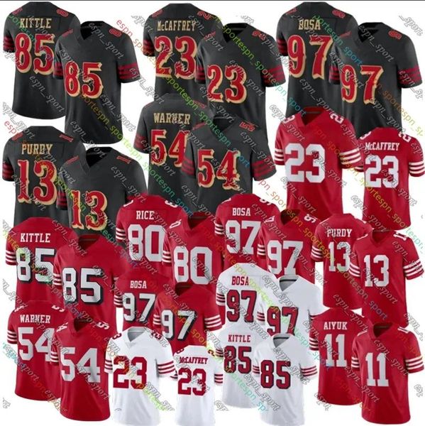 San Franciscocity 49erss Jesrey Brock Purdy Christian McCaffrey George Kittle Football Jersey Nick Bosa Warner Montana Pearsall Faithful Jerseys