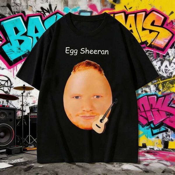 Streetwear Egg Sheeran Funny Print Cotton T-Shirt 2026 Summer Sport Casual Breathable Unisex Plus Size Loose Hip Hop Tops Y2k