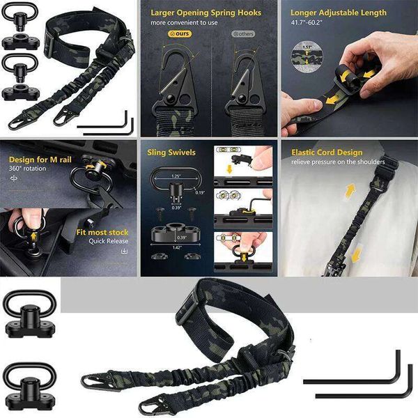 Concealed Point Hunting Sling 2 Mlok QD Mounts Strap Length Adjustable with Elastic Bungee Wrench Outdoor 26W05011