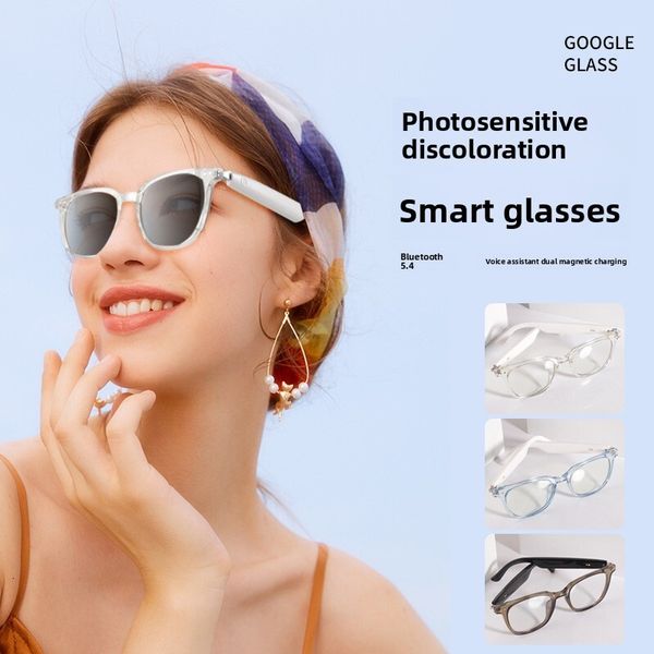 GS Photochromic Smart Glasses Wireless Bluetooth Call Music Playback AI Real Time Translation Multifunctional Outdoor Sunglasses
