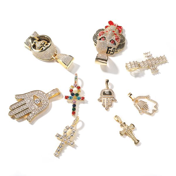Necklace For Women Hip Hop Vintage Fatima Angel Cross Pendant European American Trend Niche Fashion Accessories
