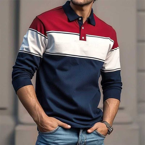 Simple Fashion Striped Graphic Shirts For Men Casual Retro 3D Printed Long Sleeve Loose Breathable Business Tops Z260511
