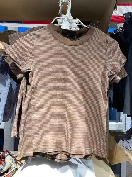 Vintage Classic Striped Slim T-shirts Women Summer Brown — compare prices at CompareOffers