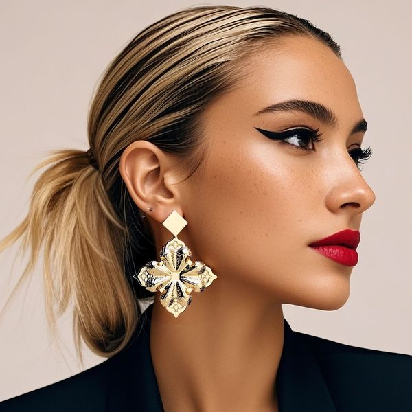 Comfortable Vintage Flower Party Earrings Gift Earrings Personality Exaggerated Stud Earrings F25940