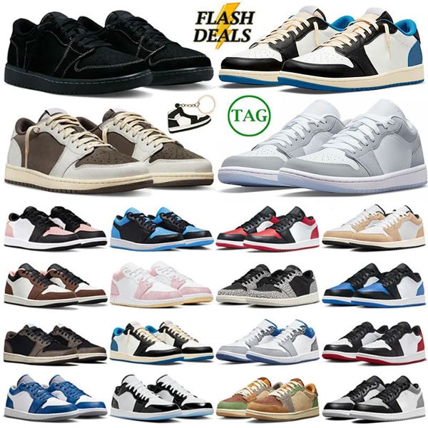 2026 Designer Shoes 1S Low OG Black Phantom Triple White University Blue UNC Br…