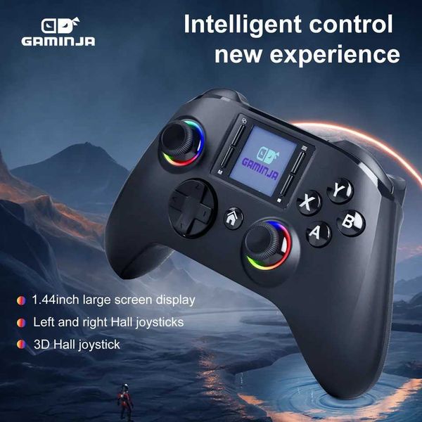 GAMINJA 6162 144inch Smart Screen Wireless Controller For Switch P4 iOS Android PC TV Dual Hall Joystick Calibration RGB Light T260512