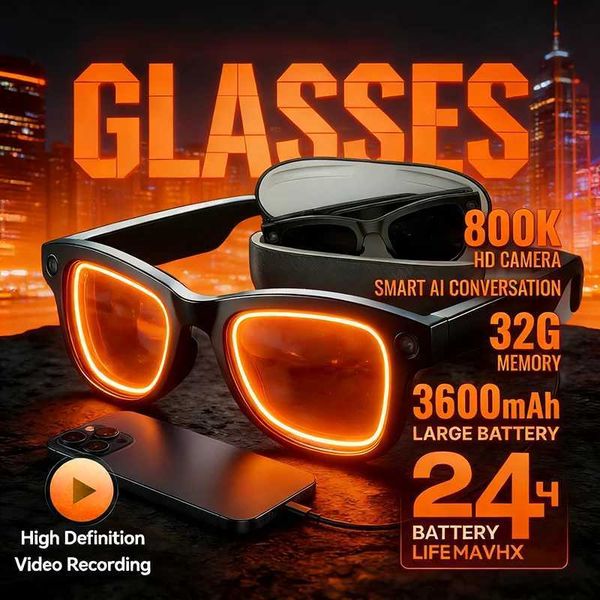 6K HD AI Camera Glasses 800MP Photochromic Multifunctional Smart Glasses Bluetooth Calling Photo Video ChatGPT Music Translation T260512